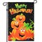 G128 - Halloween Garden Flag, Happy Halloween Quote with Pumpkins Garden Yard Decorations, | 12x18 Inch | Printed 150D Polyester - Rustic Holiday Seasonal Outdoor Flag